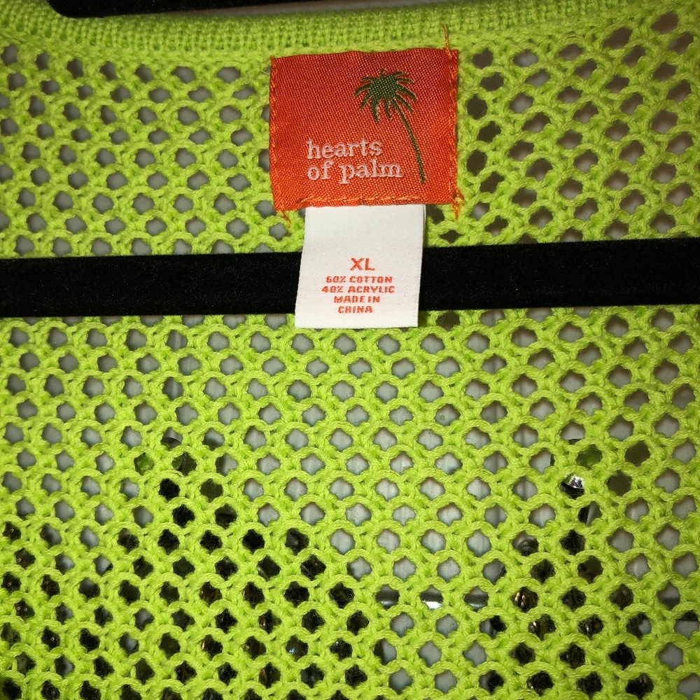 Hearts of Palm Lime Stylish figure enhancing crochet cover up. - Picture 7 of 8